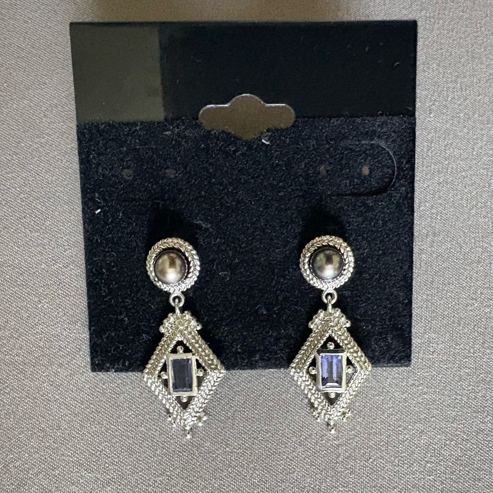 Elegant Silver and Black Drop Earrings